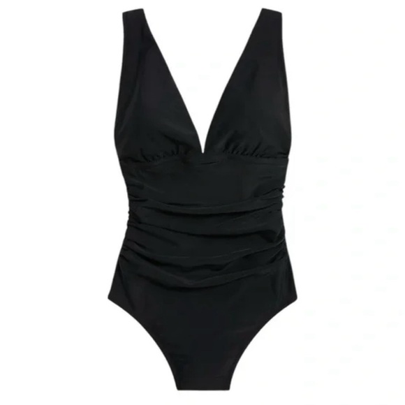 J. Crew Factory Swimsuit Women’s XL One-Piece V-Neck Ruched Classic Preppy - Picture 11 of 11